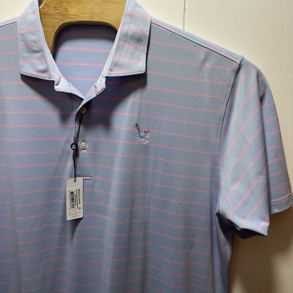 Turtleson Bowen Stripe Oxford Performance Polo Sky/Orchid Size 2XL XXL NEW - Picture 6 of 7